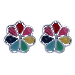 Oorstekers Zilver Regenboog Bloem
